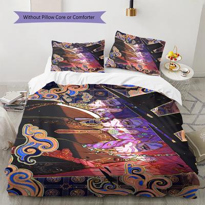 Kpop Dämonenjäger Muster Bettwäsche, Steppbett Set Steppbettbezug Kissenbezug Zuhause Geburtstagsgeschenk (1 Bettbezug + 2 Kissenbezüge, ohne Füllung)