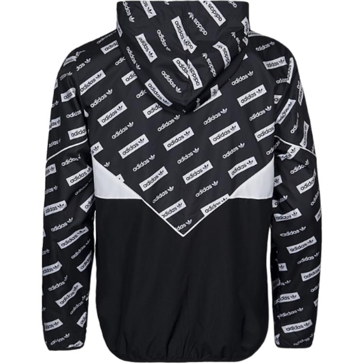 adidas Originals Lifestyle Casual Series Letter Print Fashion Versatile Long Sleeve Jacket Men Jackets Black BR9497