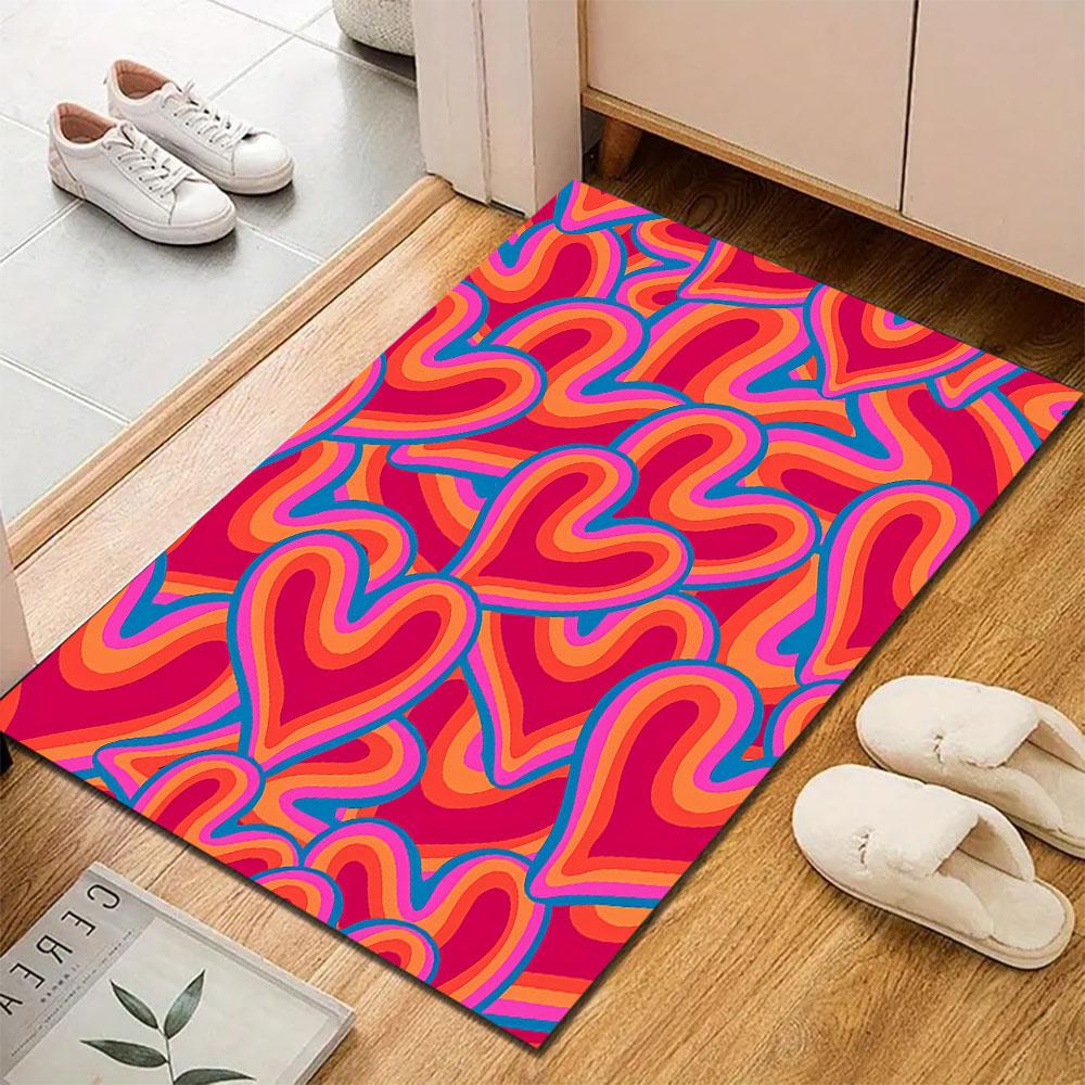 Colorful Swirling Heart Pattern Patterned carpet, suitable as a non slip play mat for the living room and bedroom sofa
