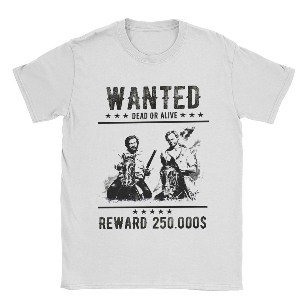 Gesucht Bud Spencer und Terence Hill T-Shirt für Herren Lustige 100% Baumwoll-Tees Rundhals Kurzarm T-Shirts Sommer-Tops