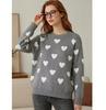 Women's Heart Shape Jacquard Knit Sweater - European & Korean Style, Loose Fit for Autumn/Winter