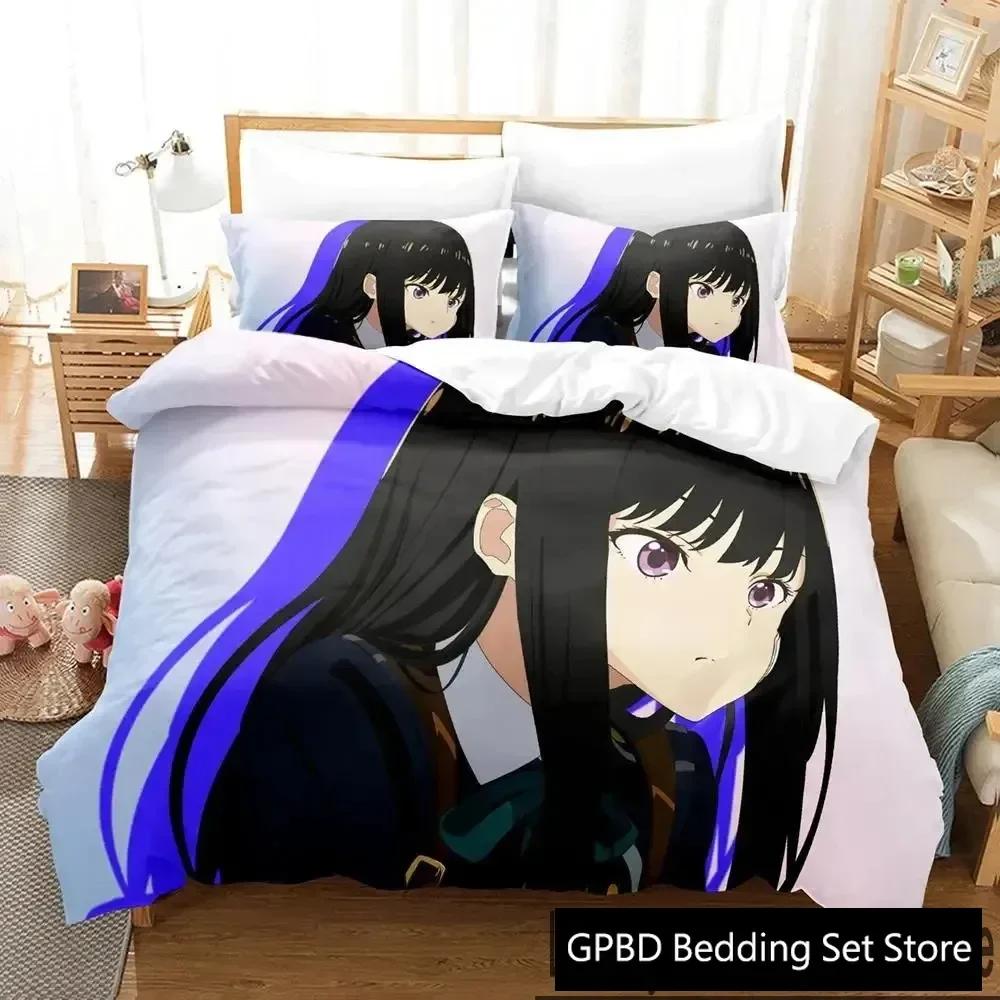 3D Print Anime Lycoris Recoil Comfortable Duvet Quilt Cover Pillowcase Bedding Set Children Bedroom Decoration Home Textile