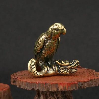 Retro Messing Papagei Fängt Drachen Ornament Schreibtisch Arbeitszimmer Vier Schätze Stifthalter Regal Heimdekoration Kunsthandwerk Vogelfiguren