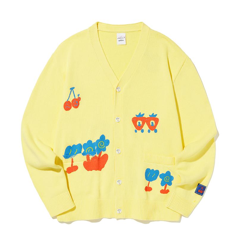Kirsh X Misaki Kawaii Pattern Cardigan [Lemon]