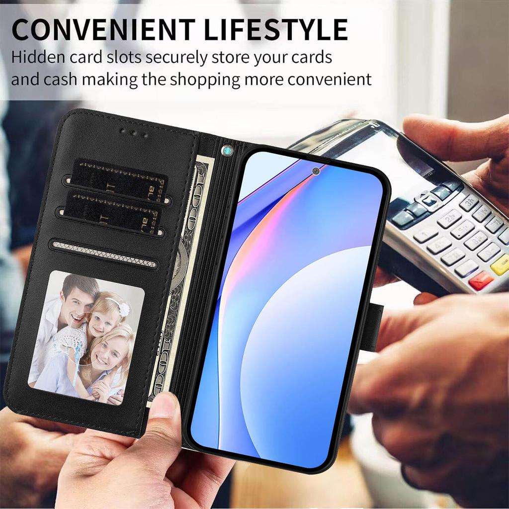 For Samsung Galaxy A16 4G/Galaxy A16 5G Wallet Case RFID Blocking Calf Texture Leather Stand Phone Cover with Strap