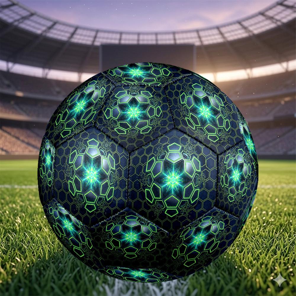 1pc Neon Hexagon Themed Soccer Ball, Size 5, Lightweight PVC Material, Outdoor Training Soccer Ball Gift. q62258
