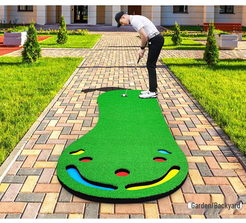 Indoor Golf Putter Practice Mat with Big Footprint - Non-Slip Home Use Mini Green
