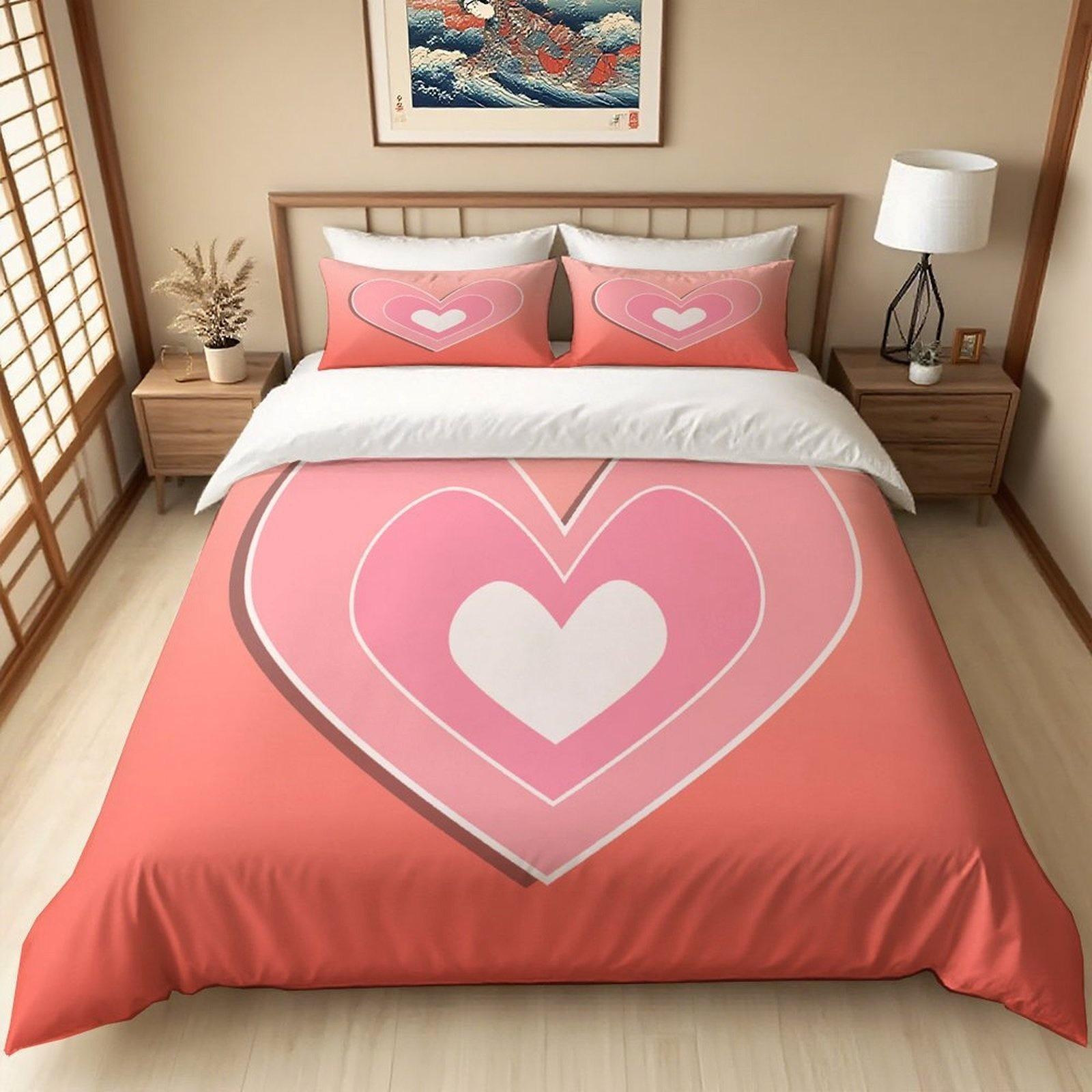 

Love Heart Bedding Set 3D Printed Duvet Cover Set Soft Single Twin Size Home Decor Duvet Cover Set Cute Birthday Gift For Girls Eu Single 135x200cm