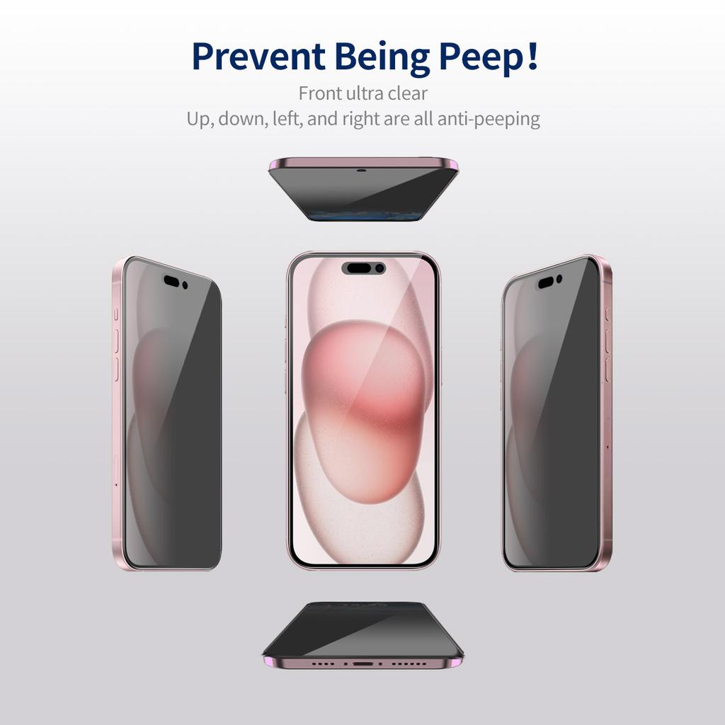 ENKAY HAT PRINCE 2Pcs For iPhone 15 Anti-Spy Film 9H Scratch-proof Screen Protector