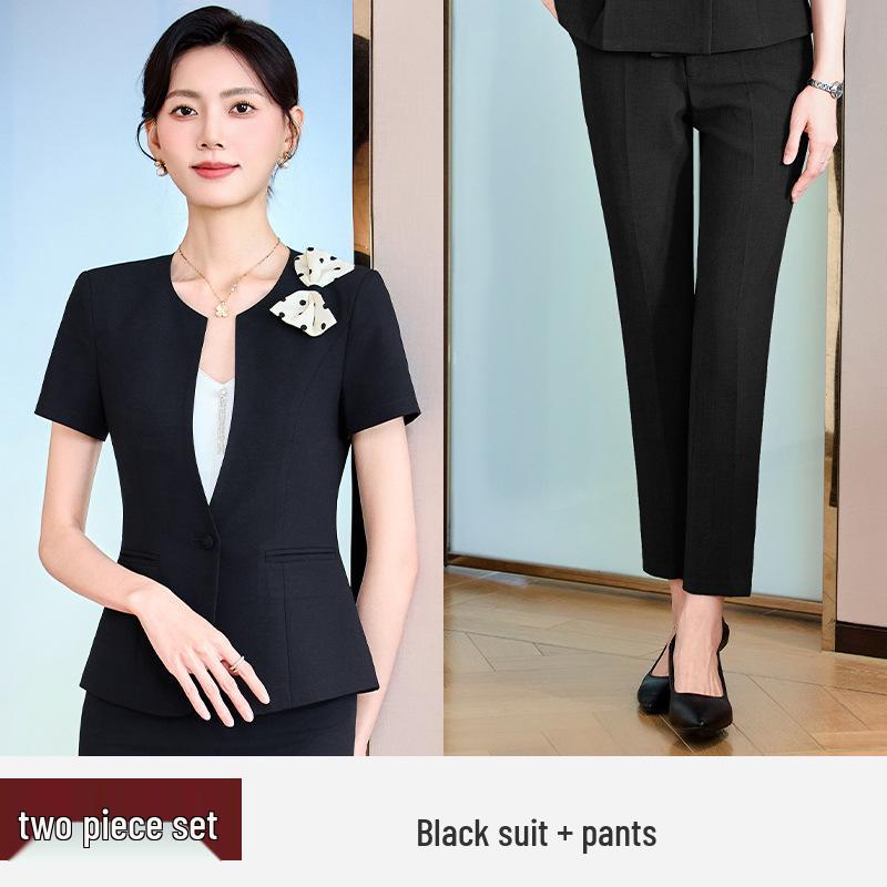 2025 Stylish Professional Suit: Spring/Summer Short Sleeve Workwear for Jewelry Store, Hotel Reception, and Administrative Roles