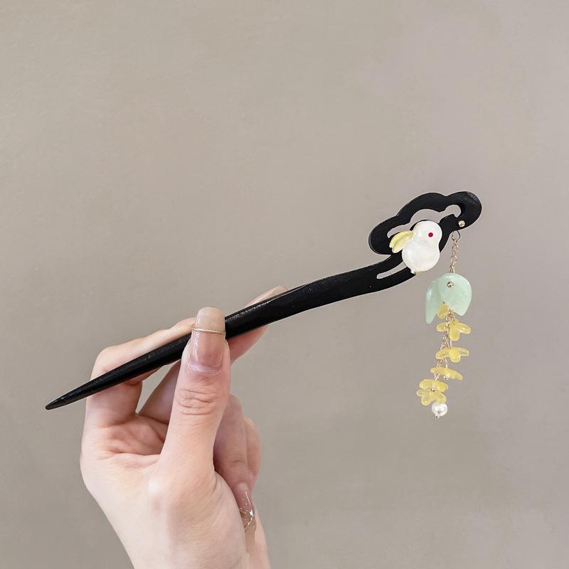 Traditional Sandalwood Hairpin for Chinese Cheongsam & Hanfu Updo