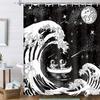 Artistico Blu Navy La Grande Onda Tenda da Doccia Giapponese Asiatica Kanagawa Anime Pittura Decor Impermeabile Set di Tende da Bagno
