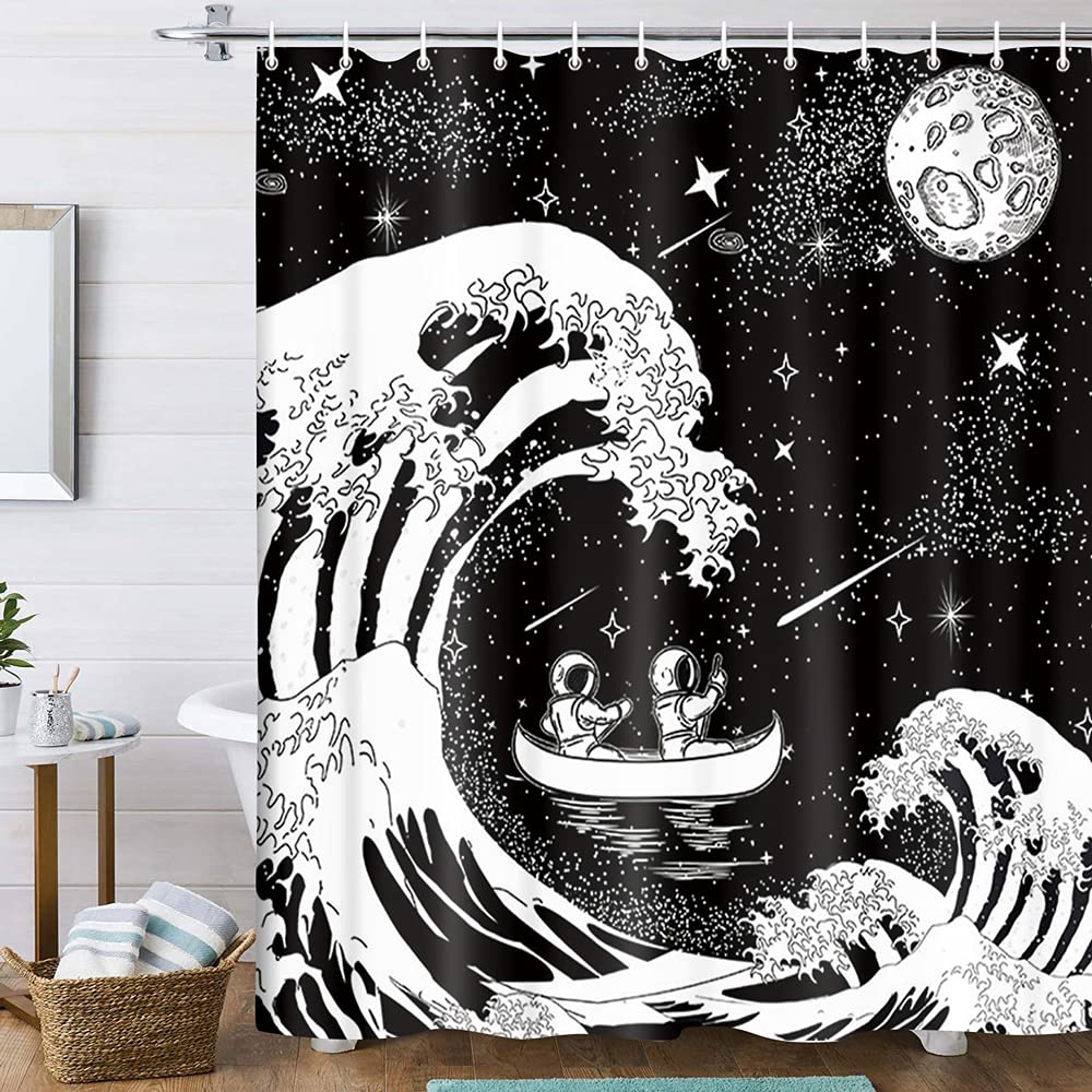 Artistico Blu Navy La Grande Onda Tenda da Doccia Giapponese Asiatica Kanagawa Anime Pittura Decor Impermeabile Set di Tende da Bagno