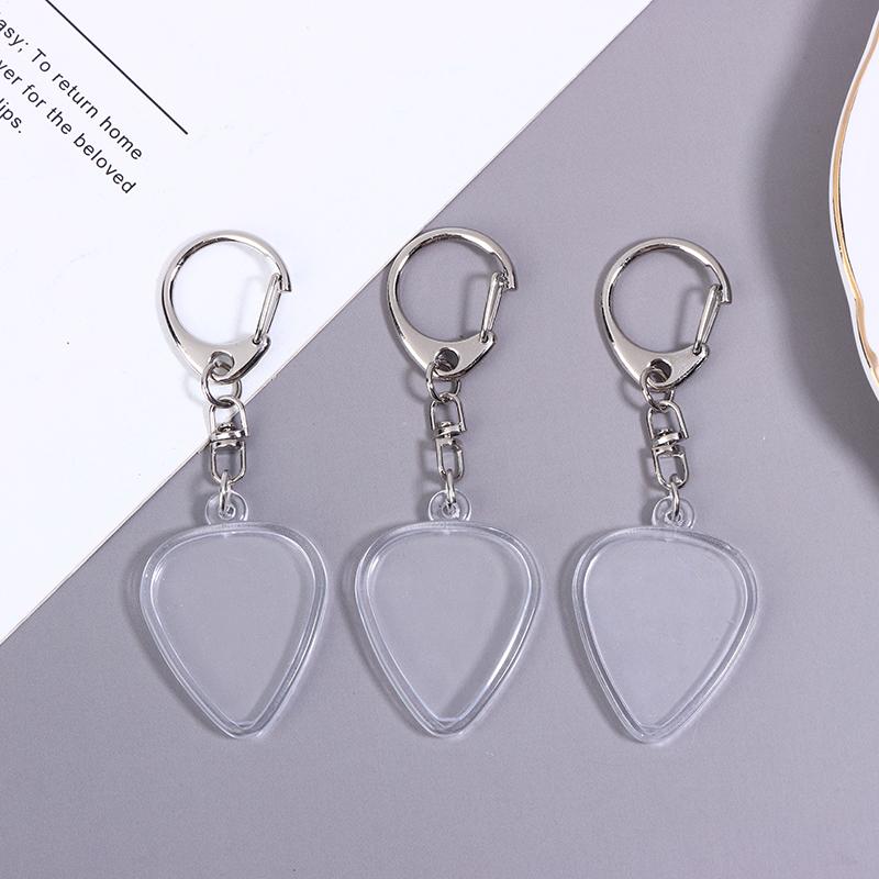 3/5Pcs Guitar Pick Collection Box Keychains Transparent Photo Frame Replaceable Detachable Pendant Musical Accessories