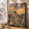 Sparkling Gemstone Kits Christmas Church Faux Pearl Art Kit, Painting DIY 15.75 Round Crafting x 11.81 Inch Beginners Craft for Adults, Relaxing Home