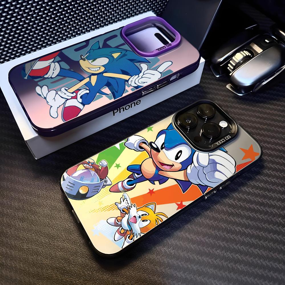 Cartoon Hedgehog S-Sonics Phone Case for Samsung Galaxy S26 S25 Edge S24 S23 S22 S21 FE S20 Ultra Plus 5G Colorful Silver Cover