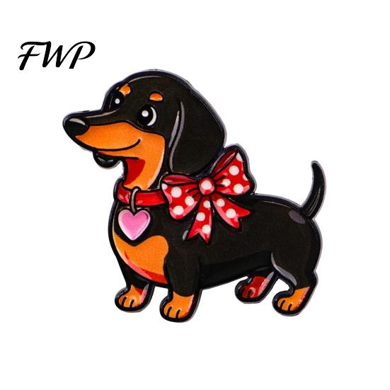 Zinc Alloy Brooch Decorative Enamel Dachshund Design Lapel Pin Textured Sweater Dress Suit Badge Versatile Outfit Accessory A