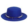 Women's Wool Felt Flat Top Fedora Hat - French Autumn/Winter Retro Style with Chain