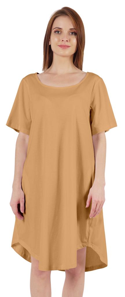 Inkmeso Noční košile pro ženy s krátkým rukávem W Noční košile s kulatým výstřihem Jersey tunika