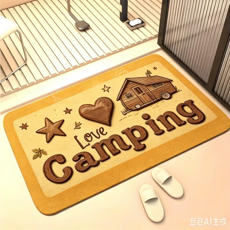 Tapis de Bienvenue Camping Vintage Camping-car Voyage Tapis de Sol Rétro Caravane Tapis d'Entrée Décoration Pour Aventure Extérieure 50x80cm