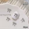 10Pcs Silver Alloy Nail Art Bow Charms Accessories Parts For Manicure Decorate Retro Nails Decoration Design Supplies
