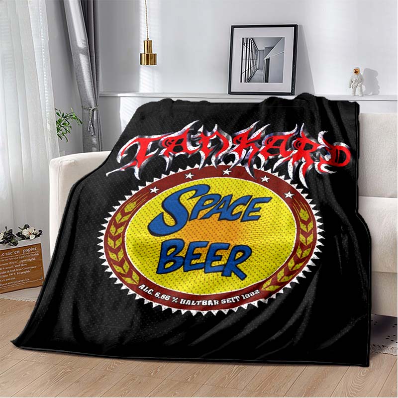 Tankard Thrash Metal Band Space Beer Logo Print Soft Flannel Throw Blanket Lightweight Warm Sofa Couch Bed Home Decor Cover 80cm x 120cm