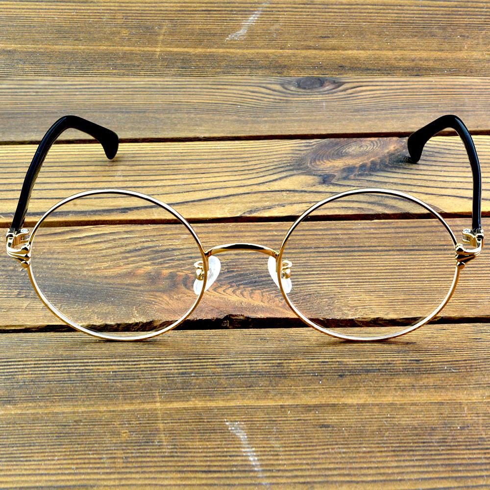 Full-Rim Gold Titanium Oversized Round Optical Glasses Frame – Lightweight Metal Eyewear for Men and Women