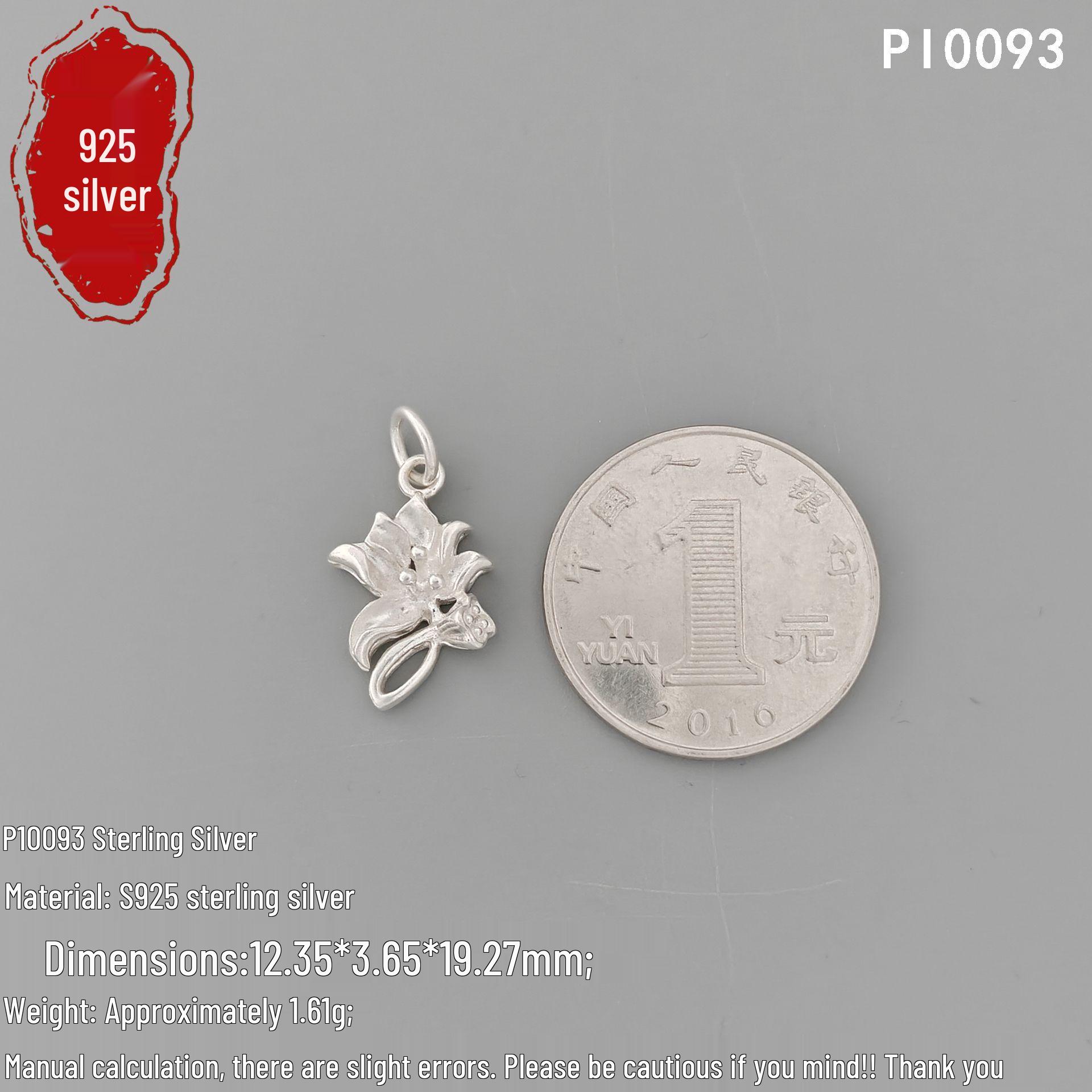 Sterling Silver Lotus Seed Pod & Flower Pendant for DIY Jewelry Plain Silver