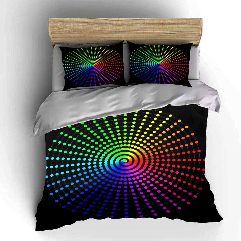 "Colorful Spiral Art Decoration Set" Soft Skin-Friendly Bedding Set Includes 1 Duvet Cover And 2 Pillowcase, Gift