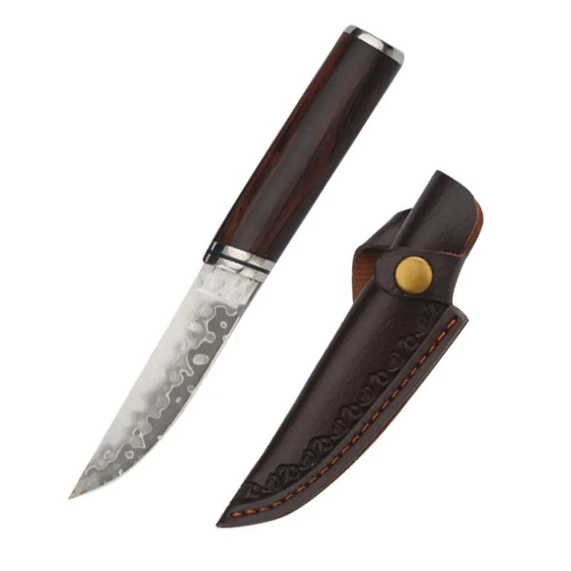 

67-слойная дамасская сталь 5-дюймовый универсальный нож с цветной деревянной рукояткой нож для фруктов с волнистым узором нож для чистки