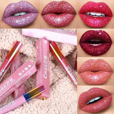 Glitter Lip Gloss Lucido lucidalabbra Rossetto liquido lucido Rosso rosa Lip Stain Stick Carino Lip Tint Rossetto Trucco Cosmetico di bellezza