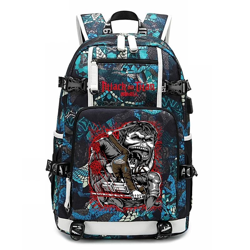 Attack on Titan Print School Backpack Large Capacity Travel Bookbag for Kids Boys Girls