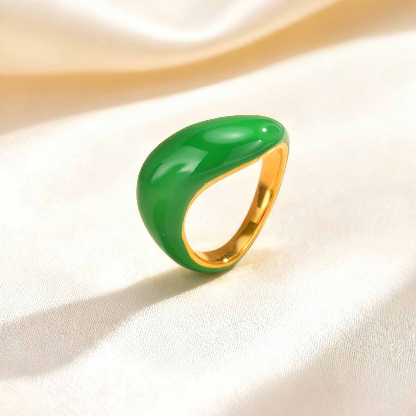 

Colorful Large Water Droplets Rings for Women,Stainless Steel Unique Design Ring,Fashion Geometric Jewelry Accessories Gift 7