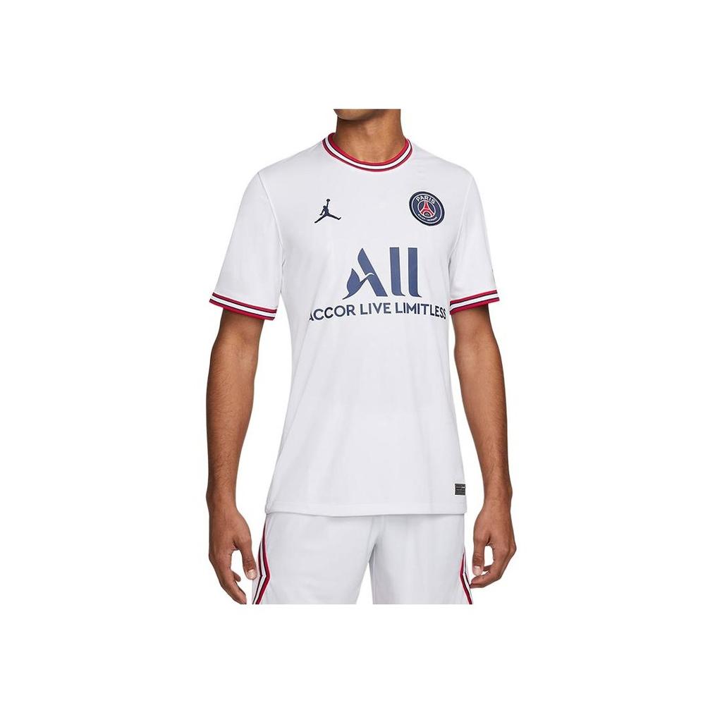 Jordan PSG Fan Edition 21-22 Season Short Sleeve Fourth Away Jersey Men Tops White DH7471-101