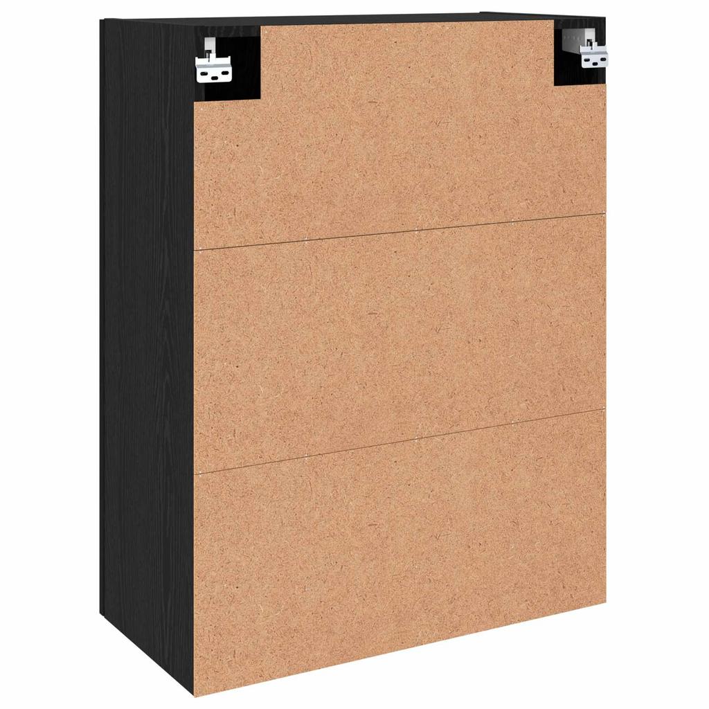 Wall Cabinet Set 2 Pcs Black Oak Effect 69.5 X 34 X 90 Cm