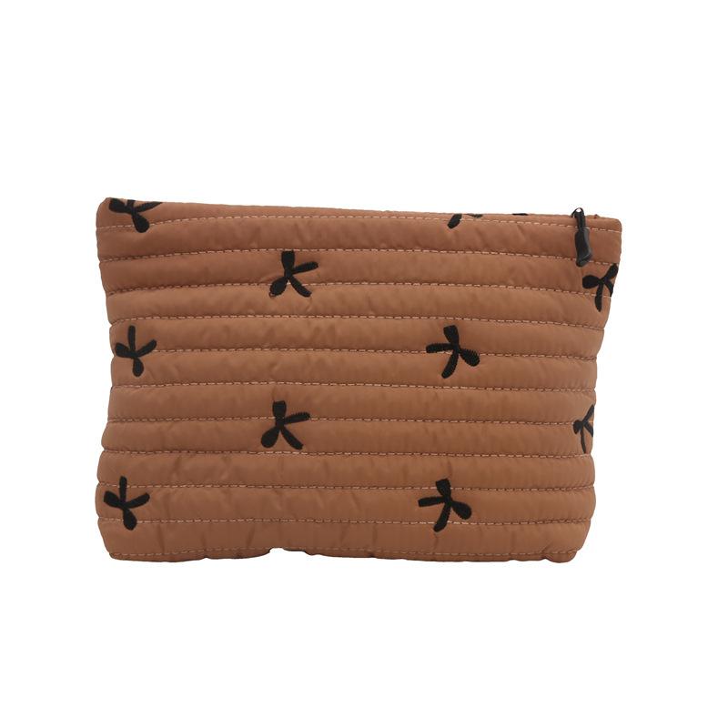 1Pcs Bow Embroidery Handbag Large Capacity Makeup Bags Pencil Mobile Phe Storage Bag With Zipper Toiletry Bag Fashiable Bags