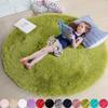 Rainbow Fluffy Round Rug for Girls Bedroom Home Decor Colorful Pastel Shag Circle Soft Cute Fuzzy Area Rugs Preppy Dorm