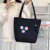 Canvas bag large capacity women's fashion shoulder bag retro versatile solid color simple handbag commuter bag tote bag
