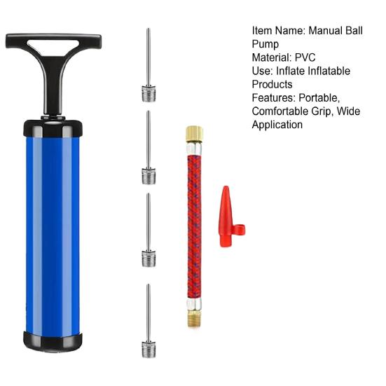 1 Set Ball Pump Multi-purpose Manual Comfortable Grip Labor-saving with Needle Nozzle Extension Hose Inflating Portable Basketball Football Hand Pump