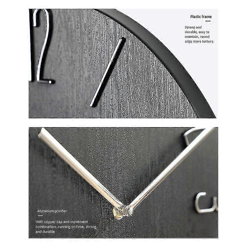 Simple Wall Clock 12 Inch Living Room Home Wall Clock Clock Watch Fashion Bedroom Wall Clock-black - Ri