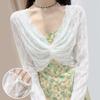 Long Sleeved Mesh Shawl Sun Protection Lace Top New Short Cover Up  Women Clothing