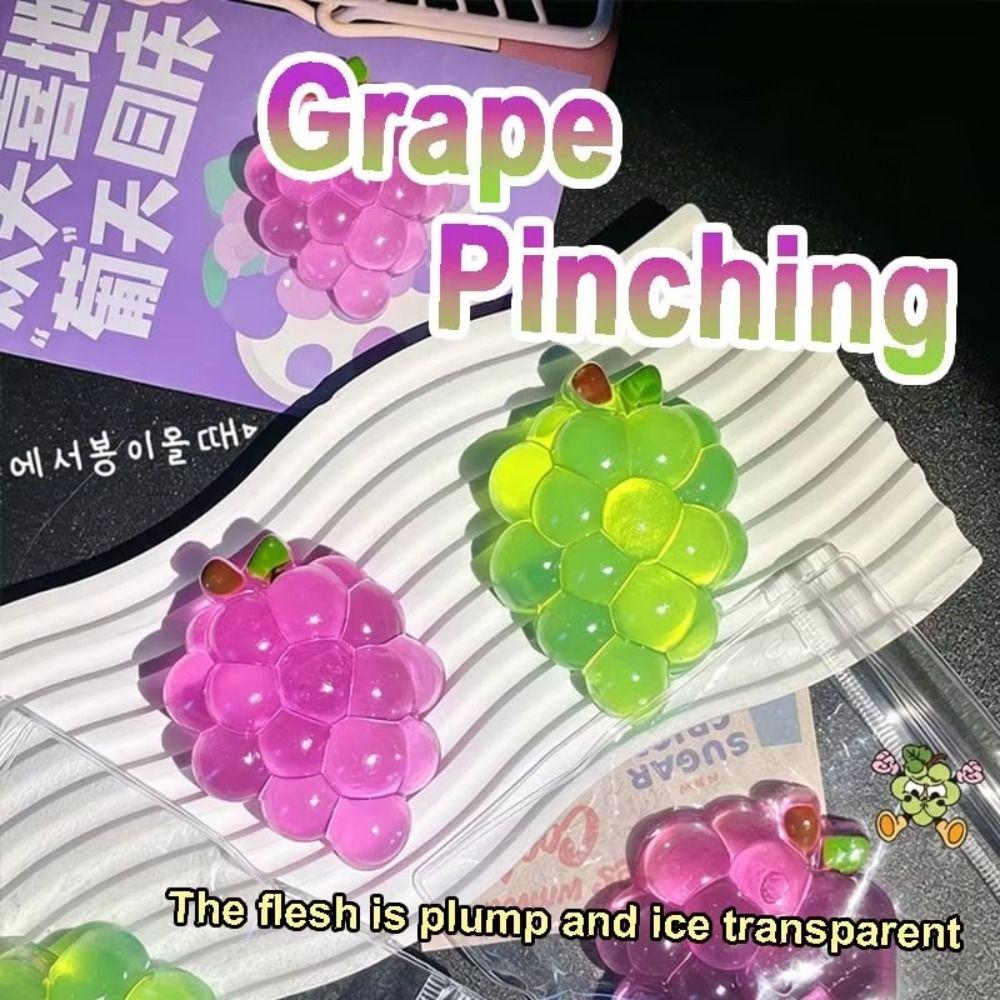Hand Toy Grapes Fidget Toy Transparent Grapes Sensory Toy Creative Squishy Fruit  Kids & Adults