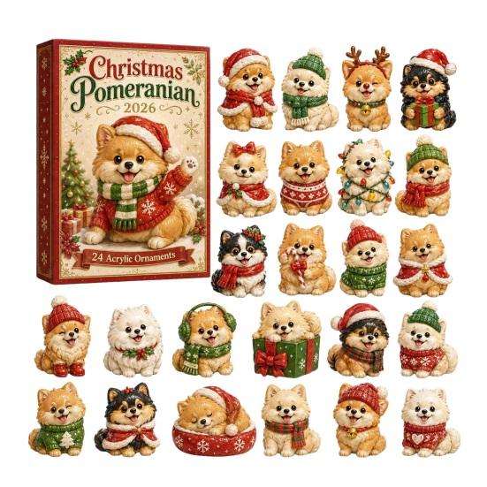 Interactive Holiday Games 2026 Dog Christmas Advent Calendar, 24-Day Acrylic Ornament Set with Mini Puppy Seasonal Party Supplies Figures,