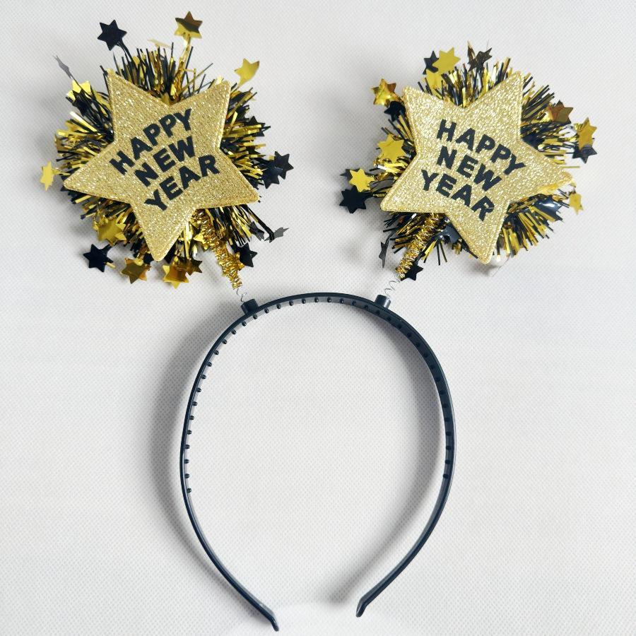 Novoroční hvězdná girlanda na hlavu - Pěticípý párty doplněk do vlasů
