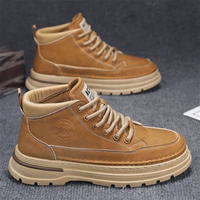 Martin Boots Men's Shoes Autumn New High-top Leather Shoes Tooling Shoes Men's Trend Versatile Platform Casual Short Boots