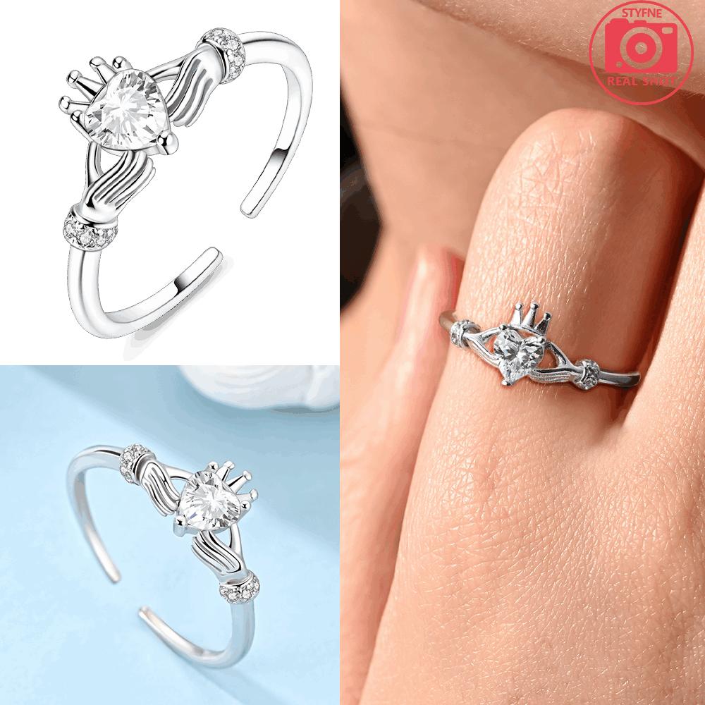 Authentic Copper Open Ring Knot Unlimited Love Heart Handheld Crown Womans Girl Ring Jewellery Valentines Fine Gift