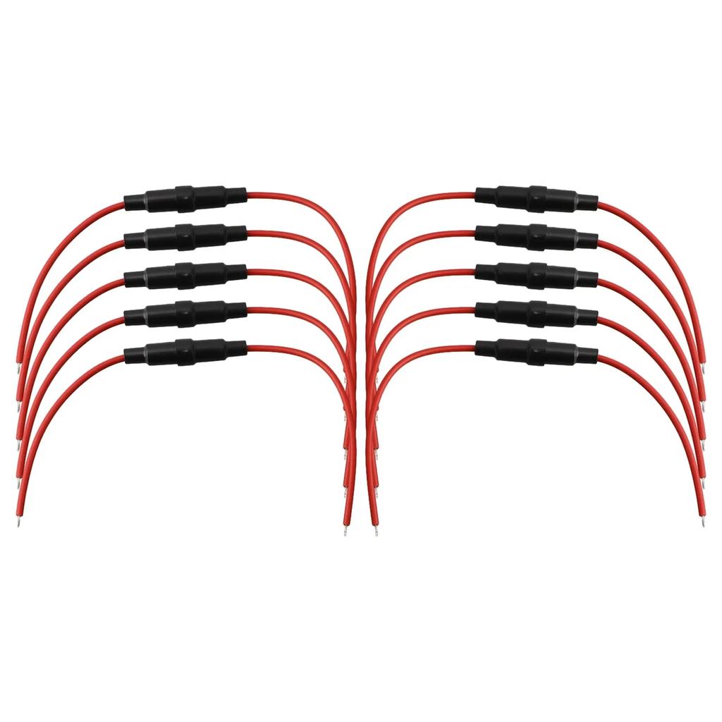 10 5x20mm Inline pojistkových držáků, Rychle tavné šroubovací pojistkové držáky, S 22AWG vodičem, Skleněný pojistkový držák, Pojistkové pouzdro, Přístup nástrojem
