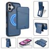 Applicable to iPhone17 mobile phone case Samsung S25 magnetic wireless charging card bag bracket anti-drop protective case 16E
