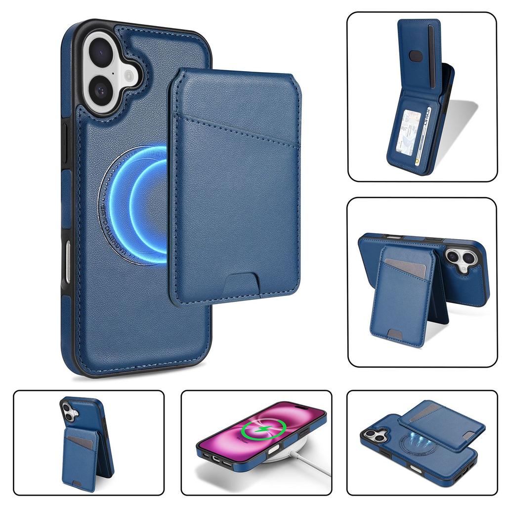 Applicable to iPhone17 mobile phone case Samsung S25 magnetic wireless charging card bag bracket anti-drop protective case 16E