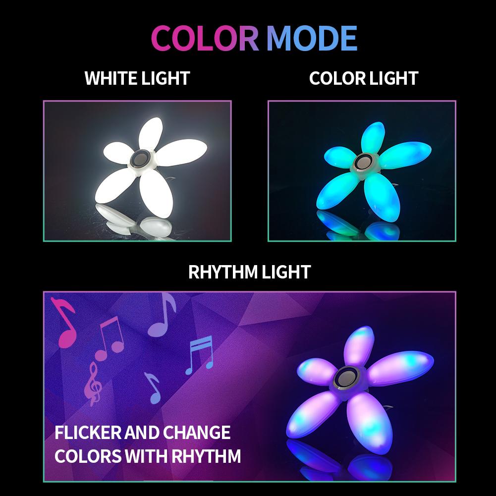 Lámpara LED Inteligente para el Hogar Plegable de Audio de Bombilla de Colores con Ritmo Musical de 45W Control Remoto Compatible con Bluetooth Deformable